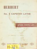 Herbert-Herbert No. 3, Capstan Lathe, Spare Parts Manual Year (1958)-Capstan-No. 3-01